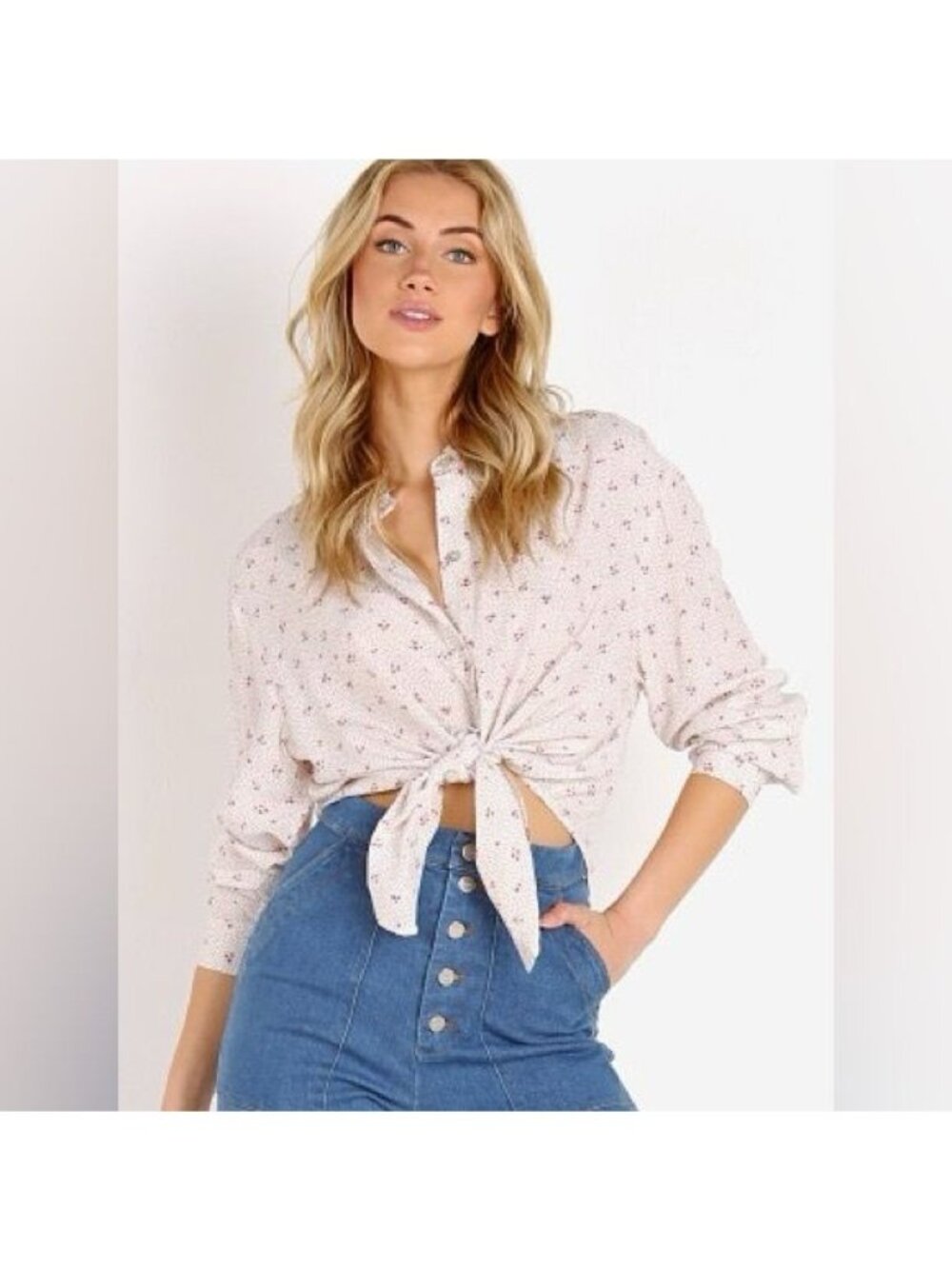 Auguste the Label Jasmine Tie Shirt Cream and pink floral size 6